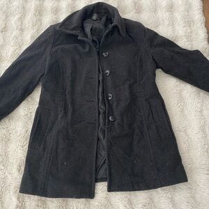Woman’s grey pea coat